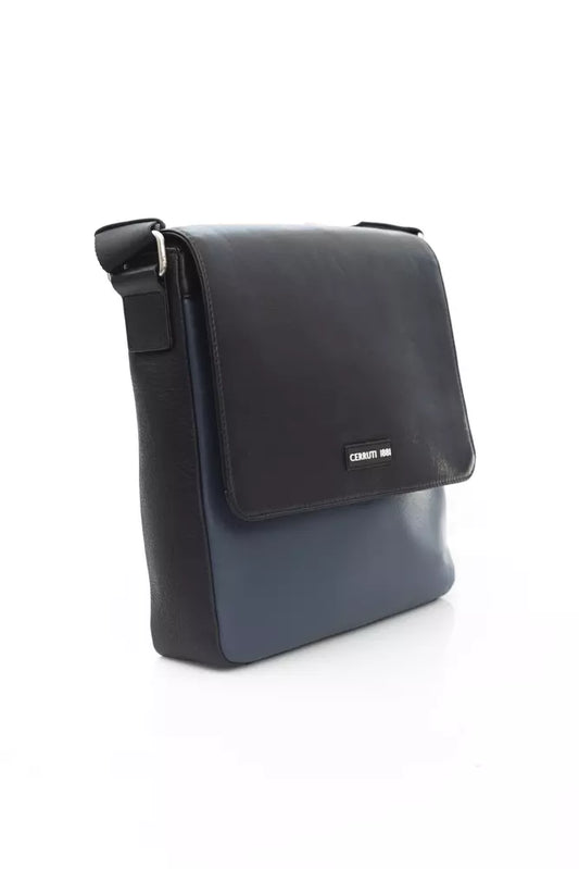 Blue Leather Men Messenger Bag