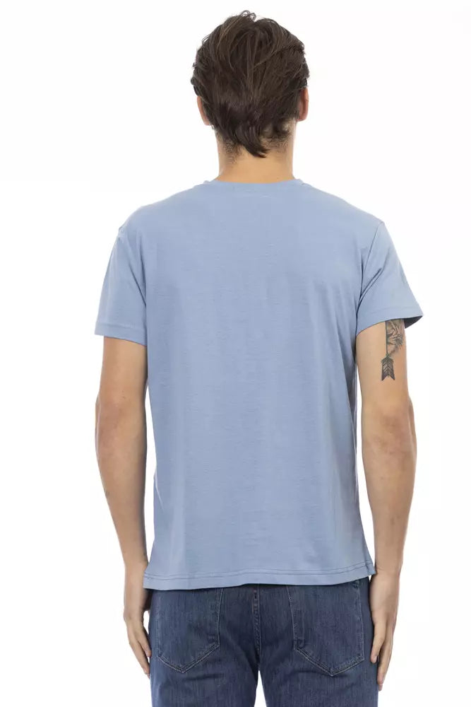 Light Blue Cotton Men T-Shirt