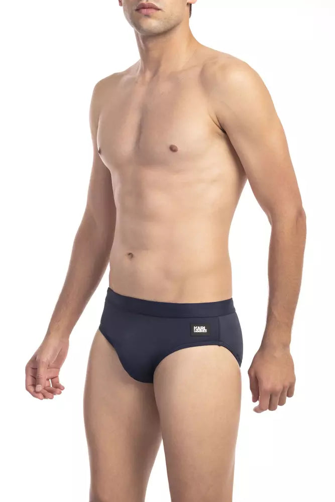 Blue Polyester Men Swimwear