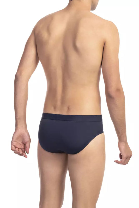 Blue Polyester Men Swimwear