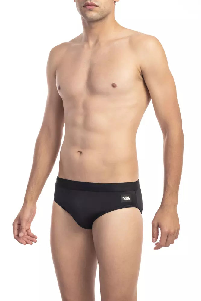 Black Polyester Men Swimwear