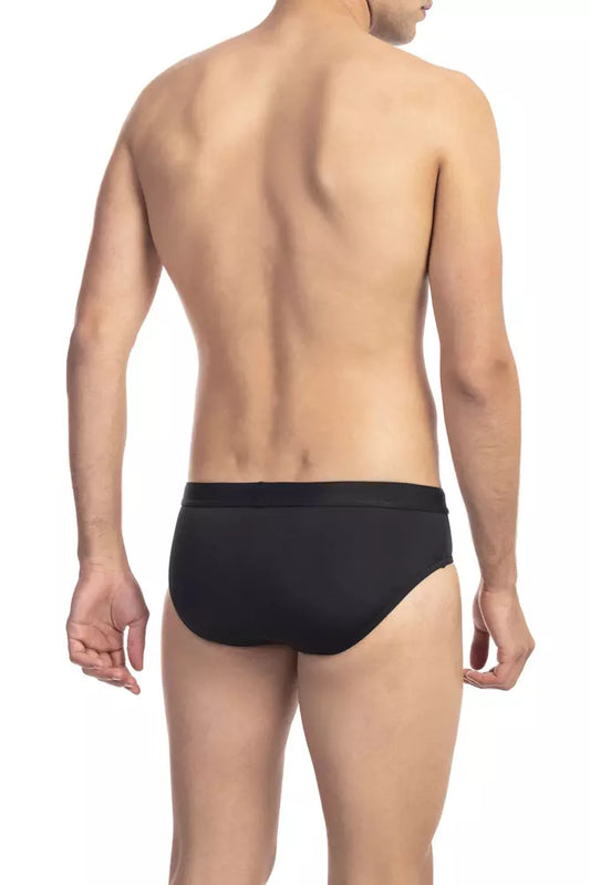 Black Polyester Men Swimwear