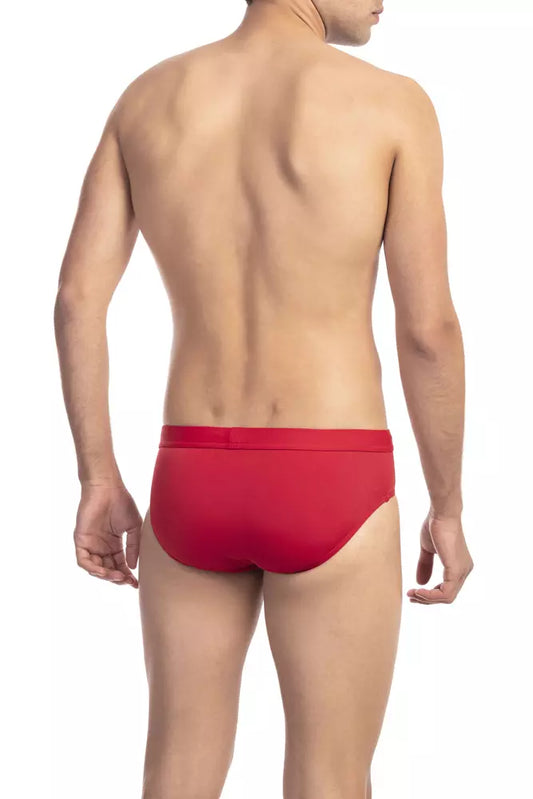 Red Polyester Men Swimwear