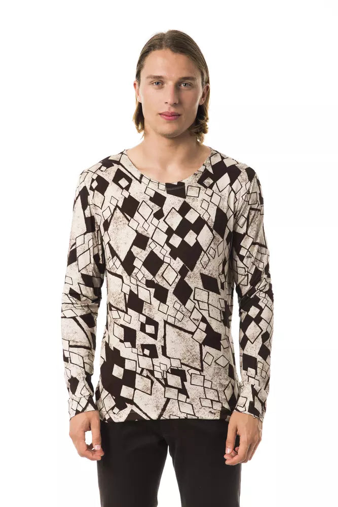 Beige Viscose Men T-Shirt