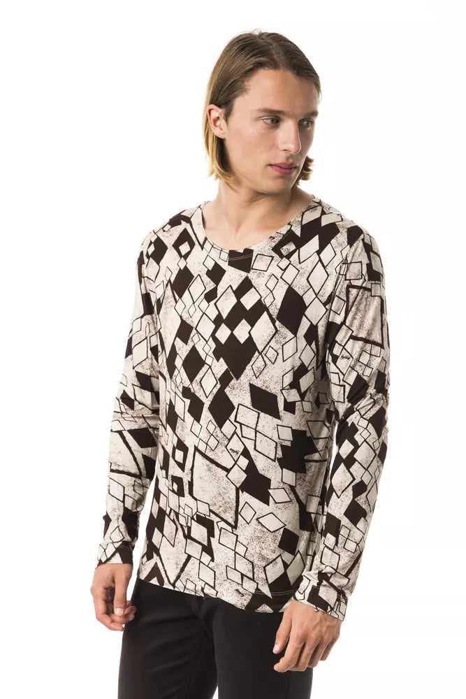 Beige Viscose Men T-Shirt