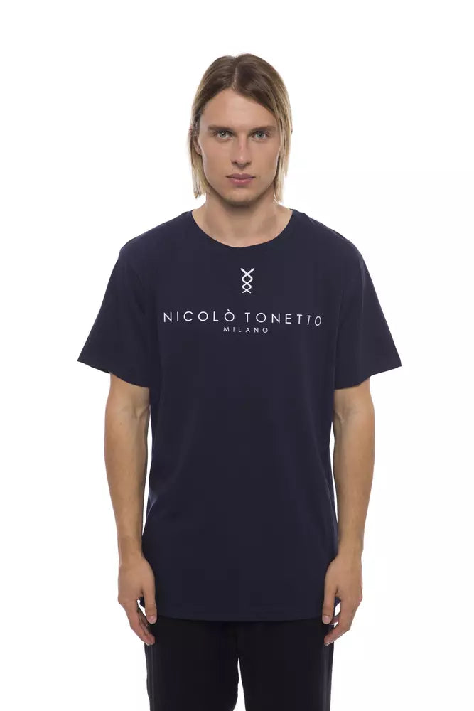 Blue Cotton Men T-Shirt