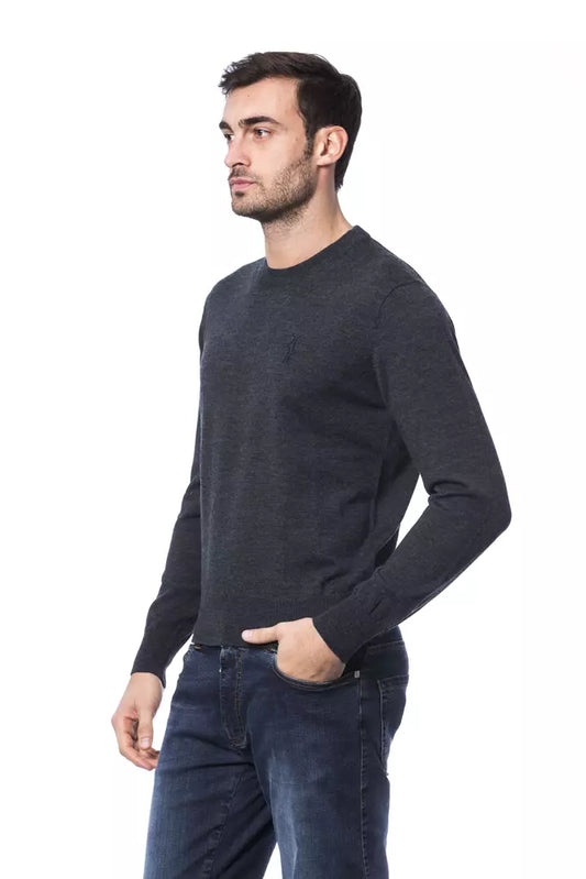 Gray Merino Wool Men Sweater