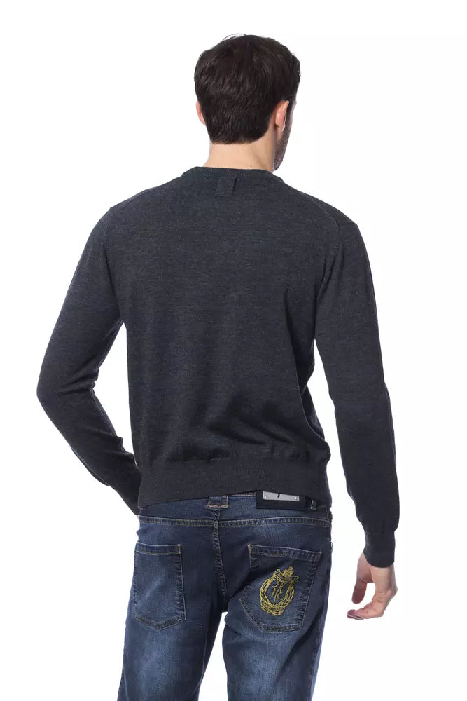 Gray Merino Wool Men Sweater