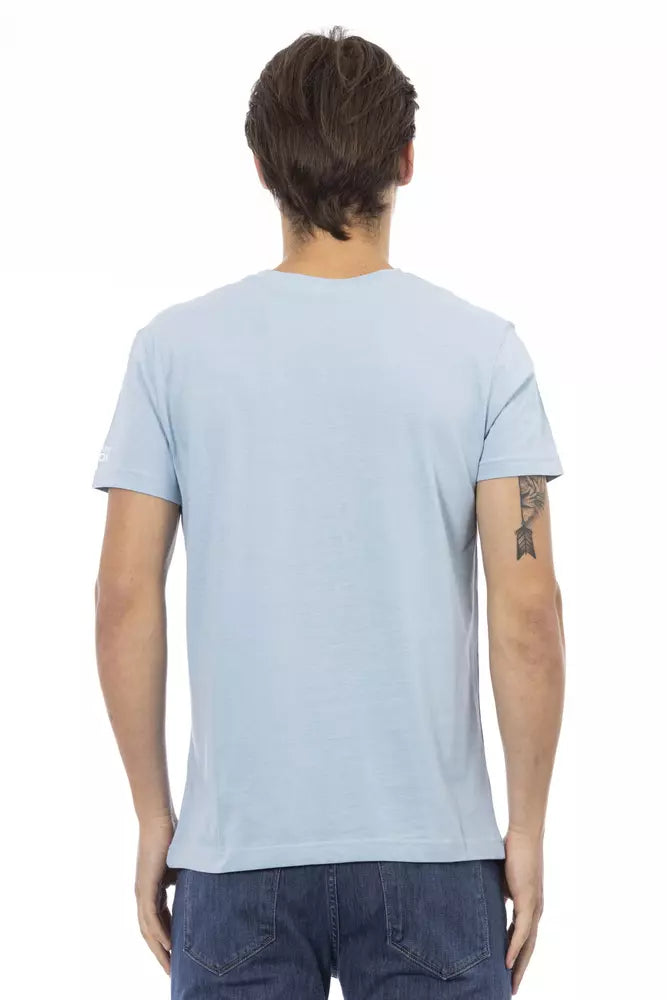 Light Blue Cotton Men T-Shirt