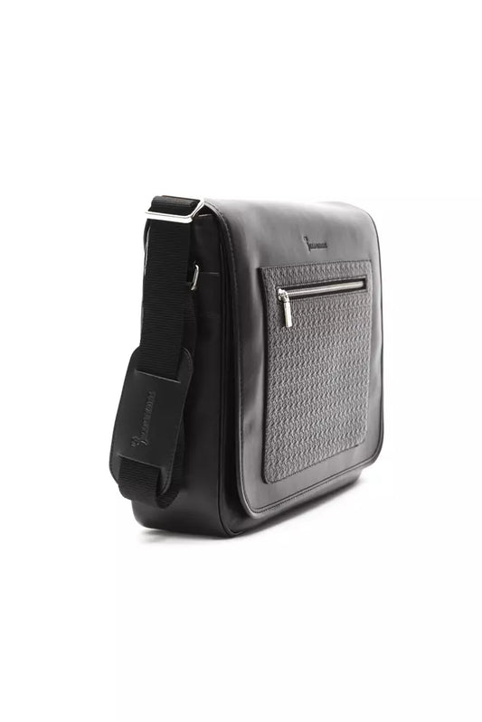 Black Leather Men Messenger Bag