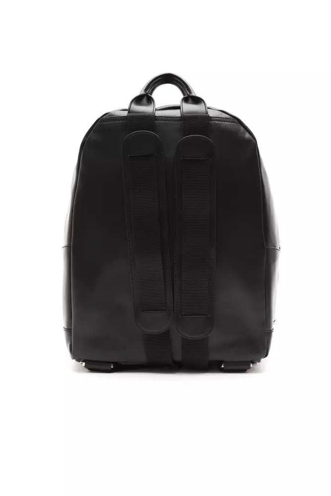 Black Leather Men Backpack