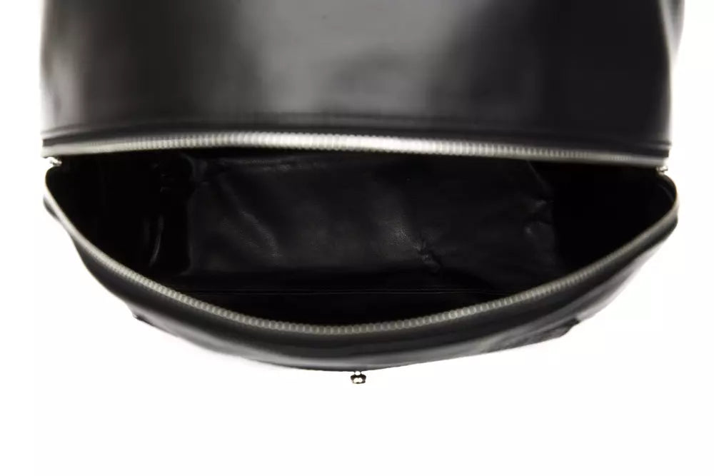 Black Leather Men Backpack