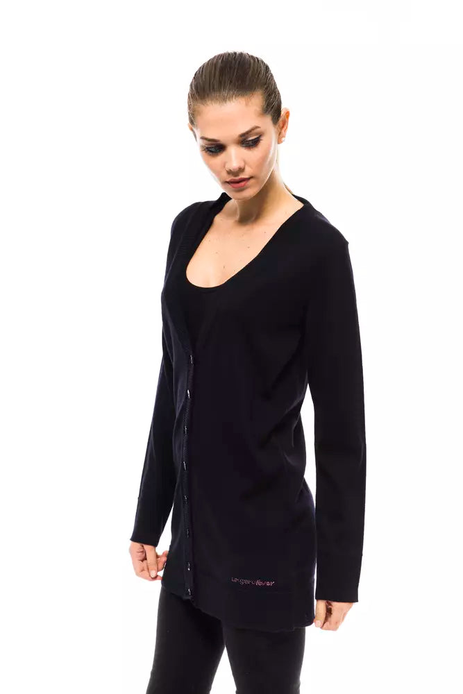 Blue Wool Women Cardigan