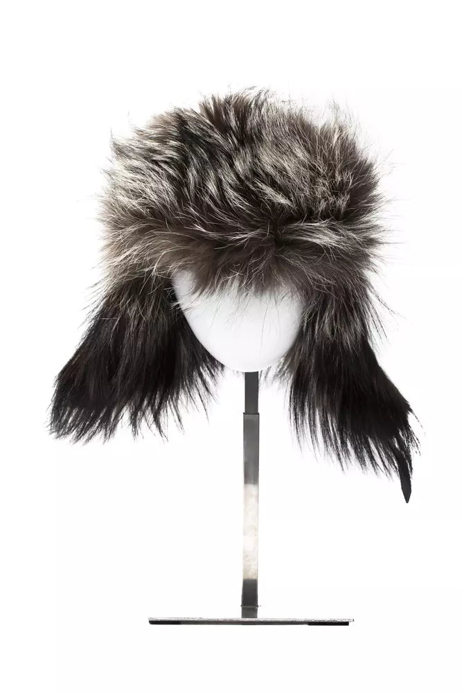 Gray Fox Fur Men Cap