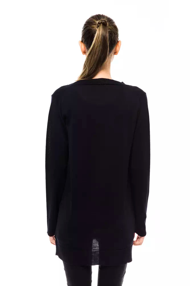Blue Wool Women Cardigan