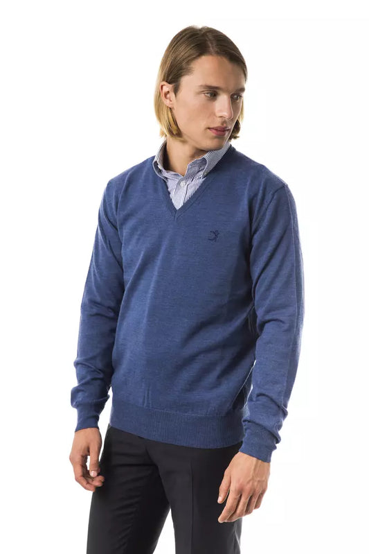 Blue Merino Wool Men's Sweater