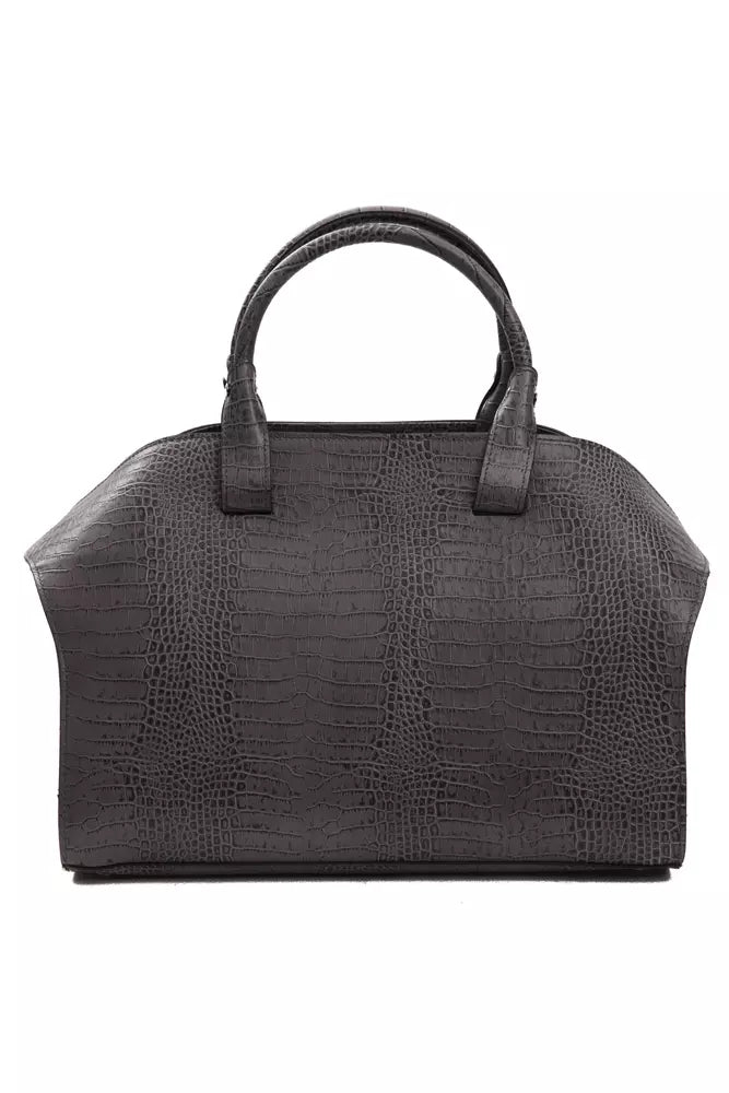 Gray Leather Women Handbag