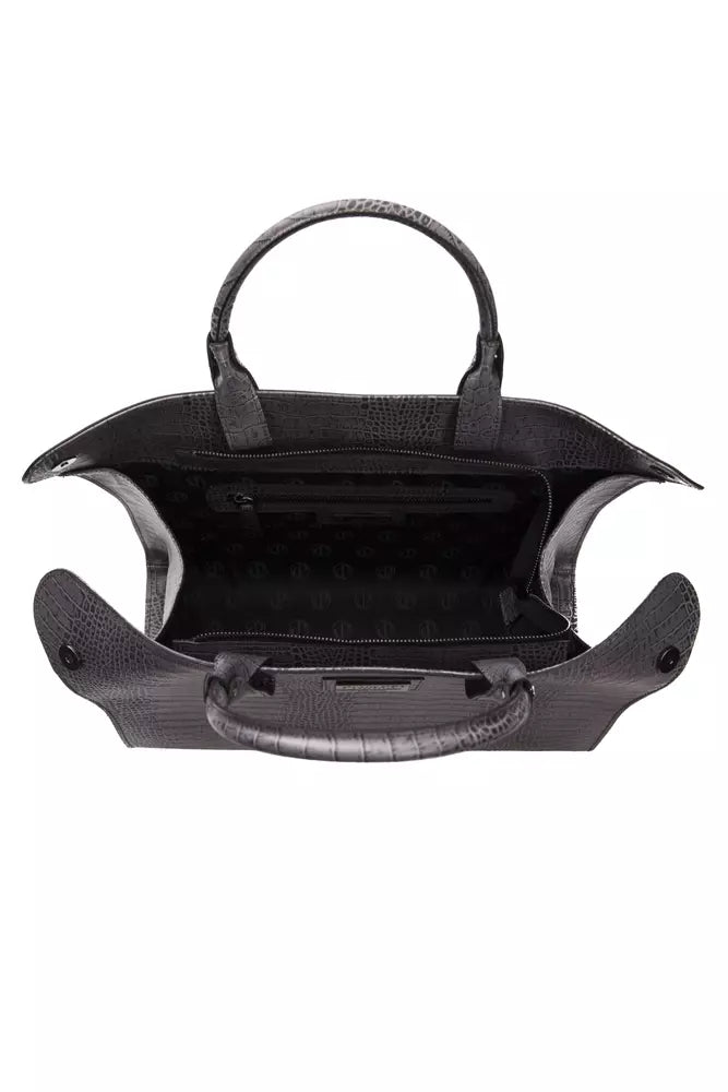 Gray Leather Women Handbag
