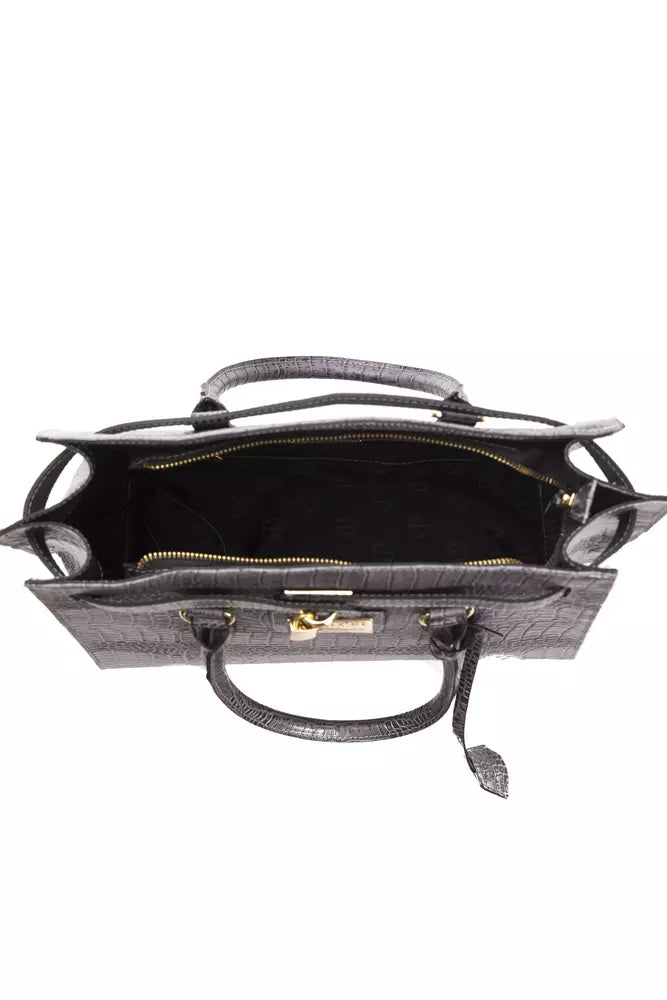 Gray Leather Women Handbag