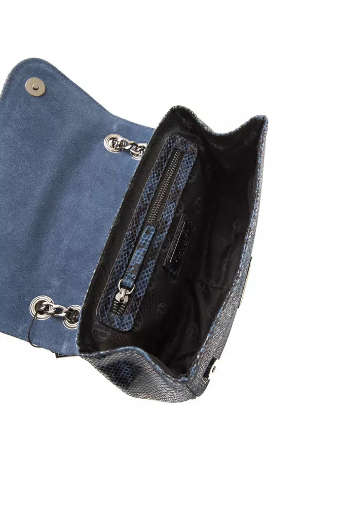 Blue Leather Women Crossbody Bag