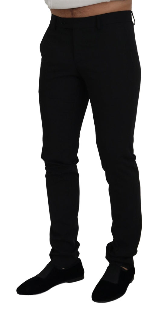 Elegant Black Stretch Cotton Pants