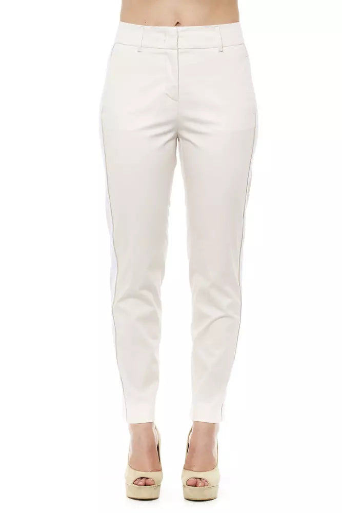 Beige Cotton Women Trouser
