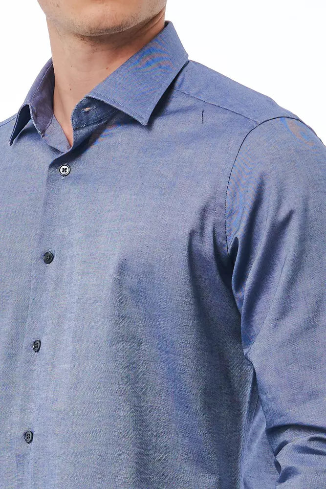 Blue Cotton Men Shirt