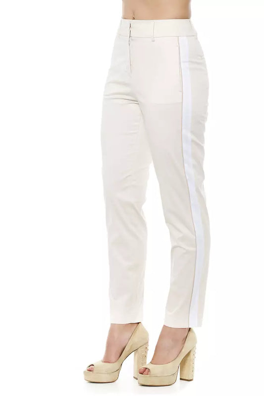 Beige Cotton Women Trouser