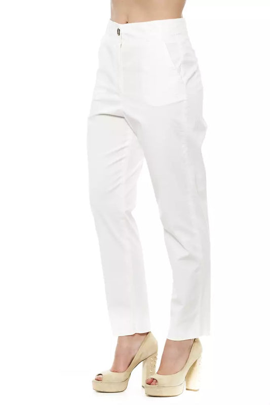 White Cotton Women Trouser