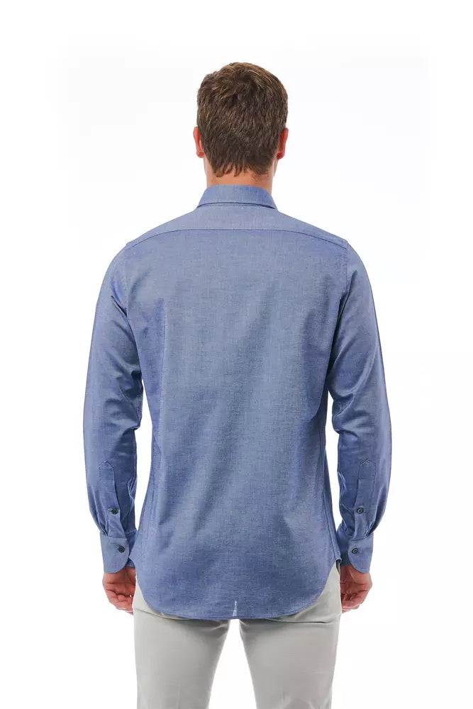 Blue Cotton Men Shirt