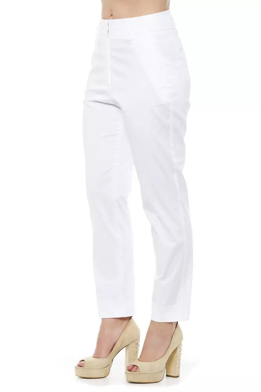 White Cotton Women Trouser