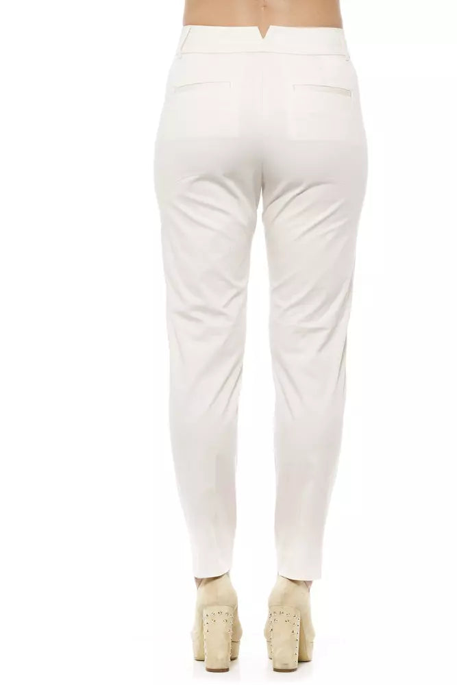 Beige Cotton Women Trouser