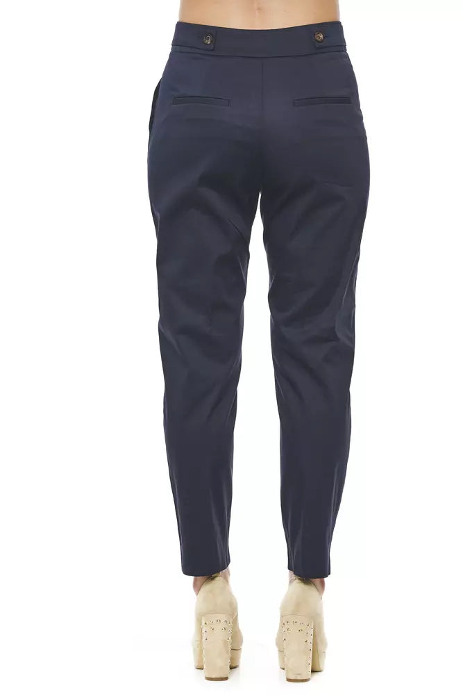 Blue Cotton Women Trouser