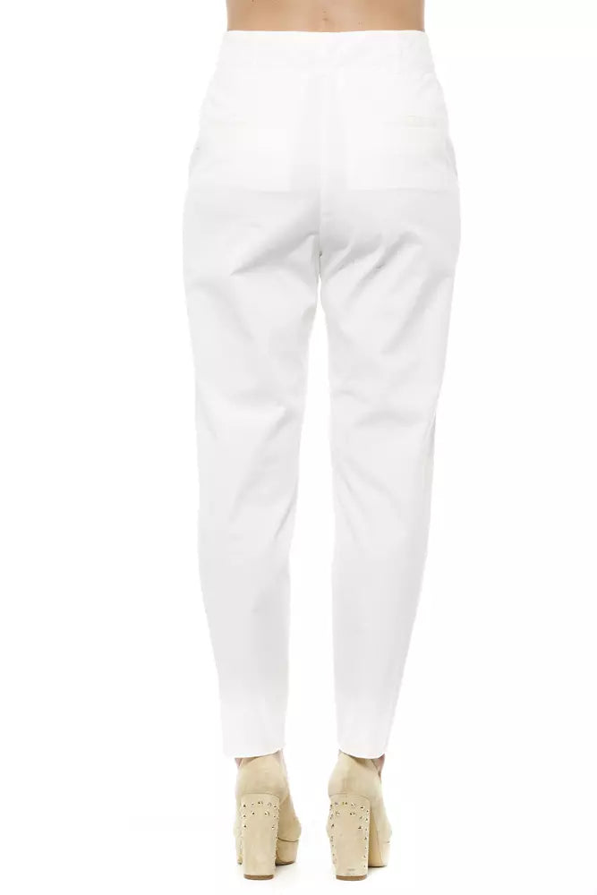 White Cotton Women Trouser