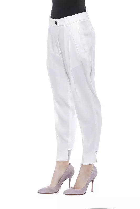 White Viscose Women's Trouser