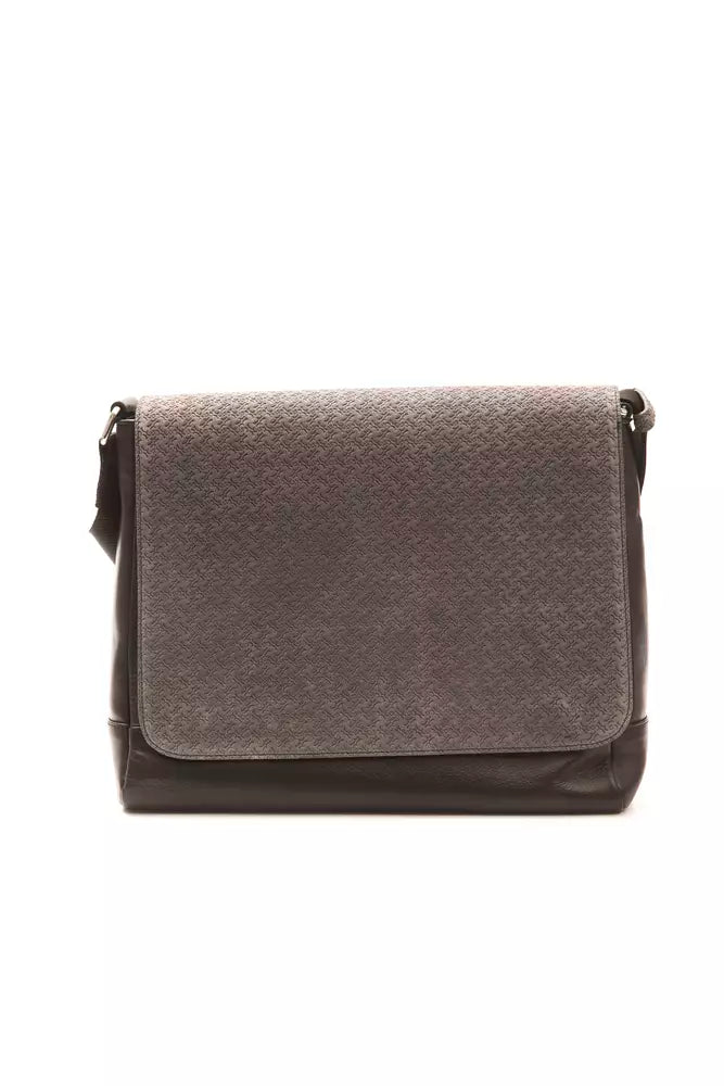 Black Leather Men Messenger Bag