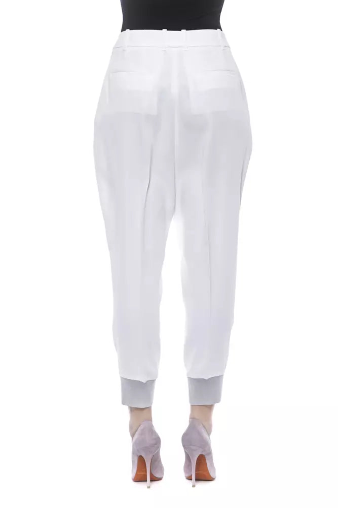 White Viscose Women's Trouser