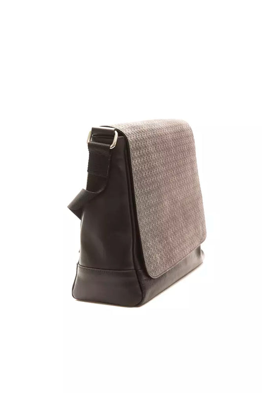 Black Leather Men Messenger Bag
