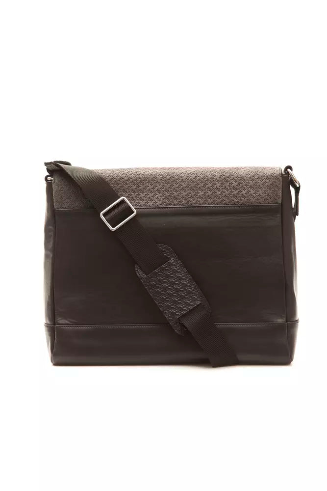 Black Leather Men Messenger Bag
