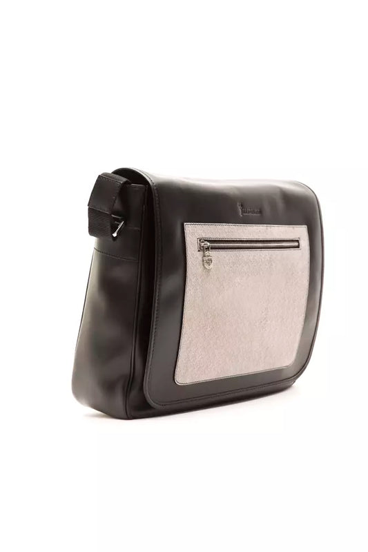 Black Leather Men Messenger Bag