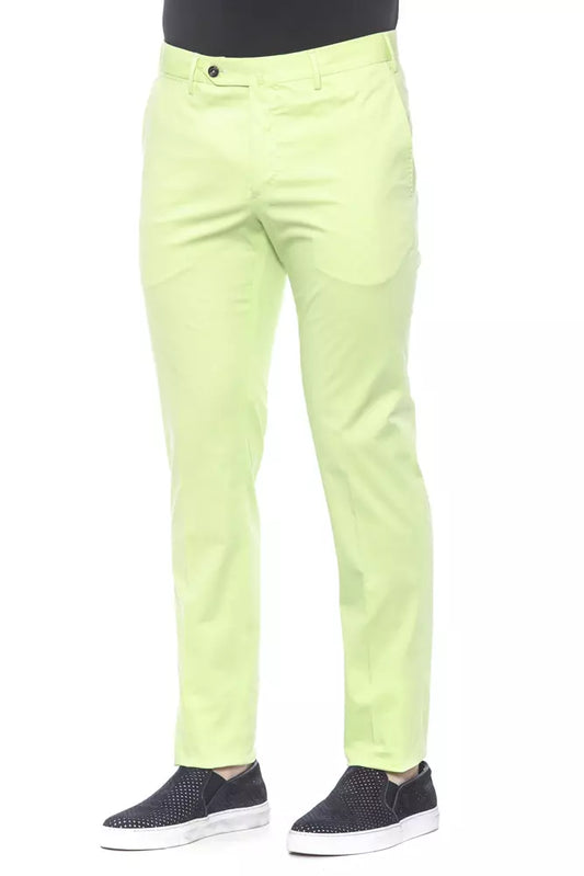 Green Cotton Men Trouser