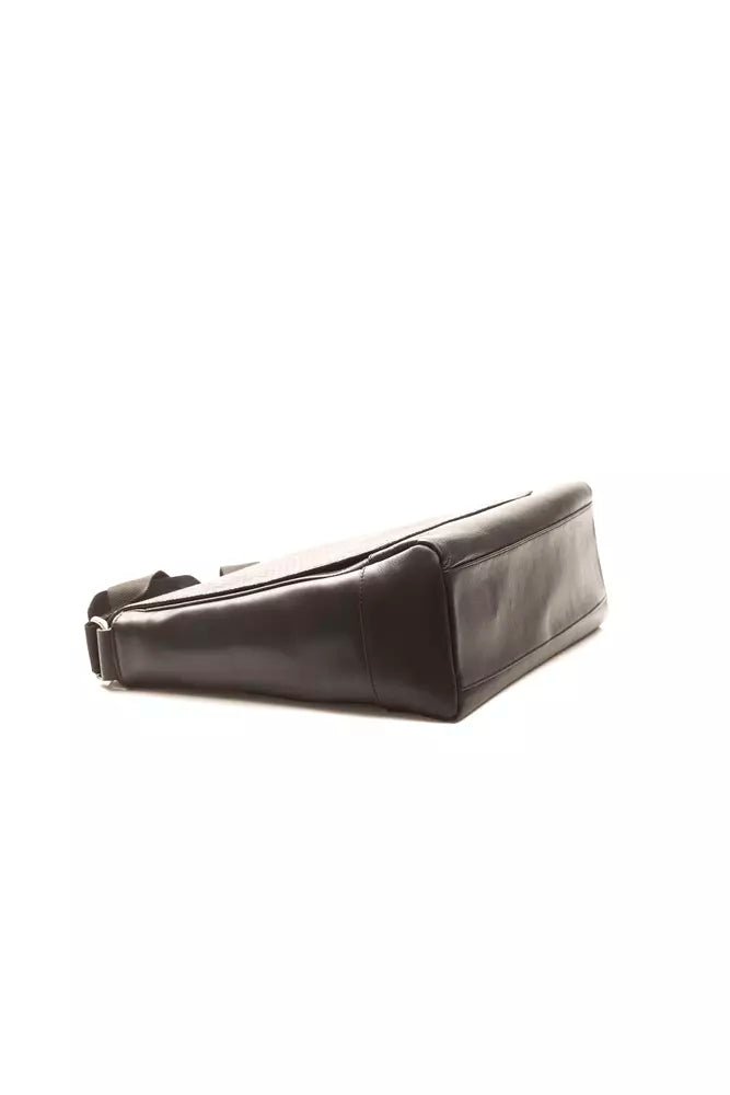 Black Leather Men Messenger Bag