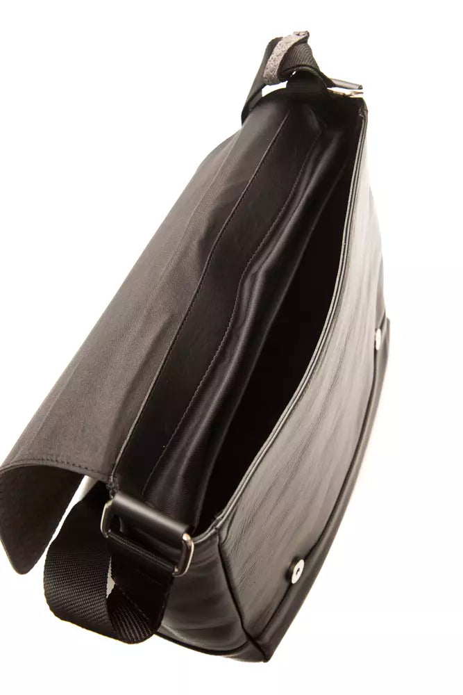 Black Leather Men Messenger Bag