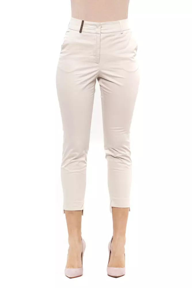 Beige Cotton Women Pants