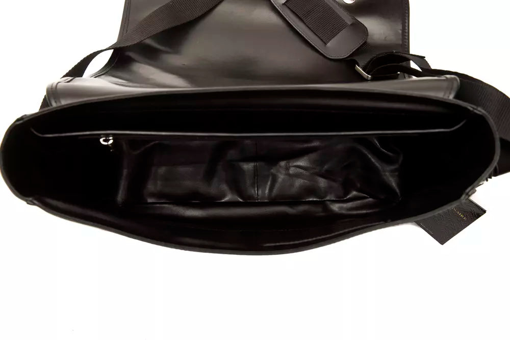 Black Leather Men Messenger Bag