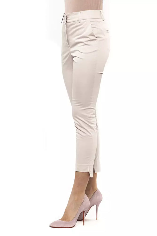 Beige Cotton Women Pants