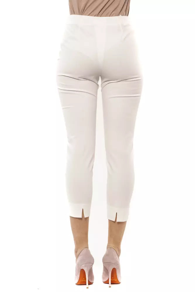 White Cotton Women Trouser