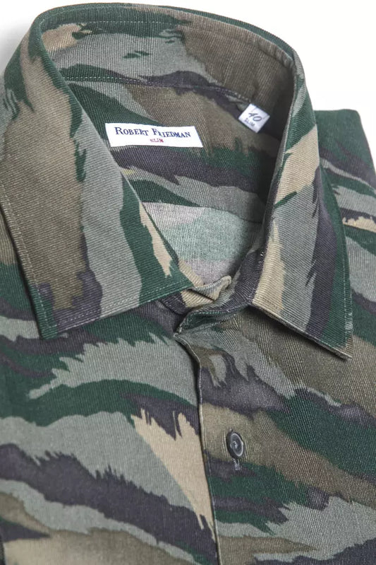 Green Cotton Men Shirt