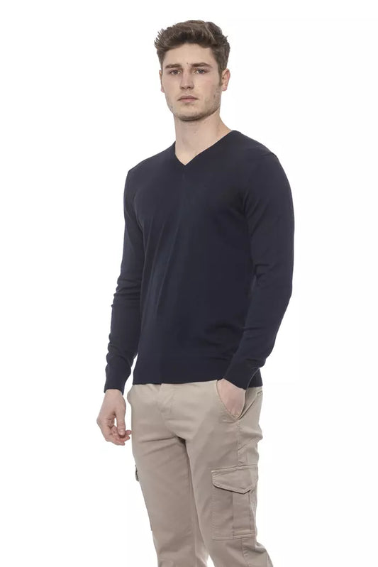 Blue Cotton Men Sweater