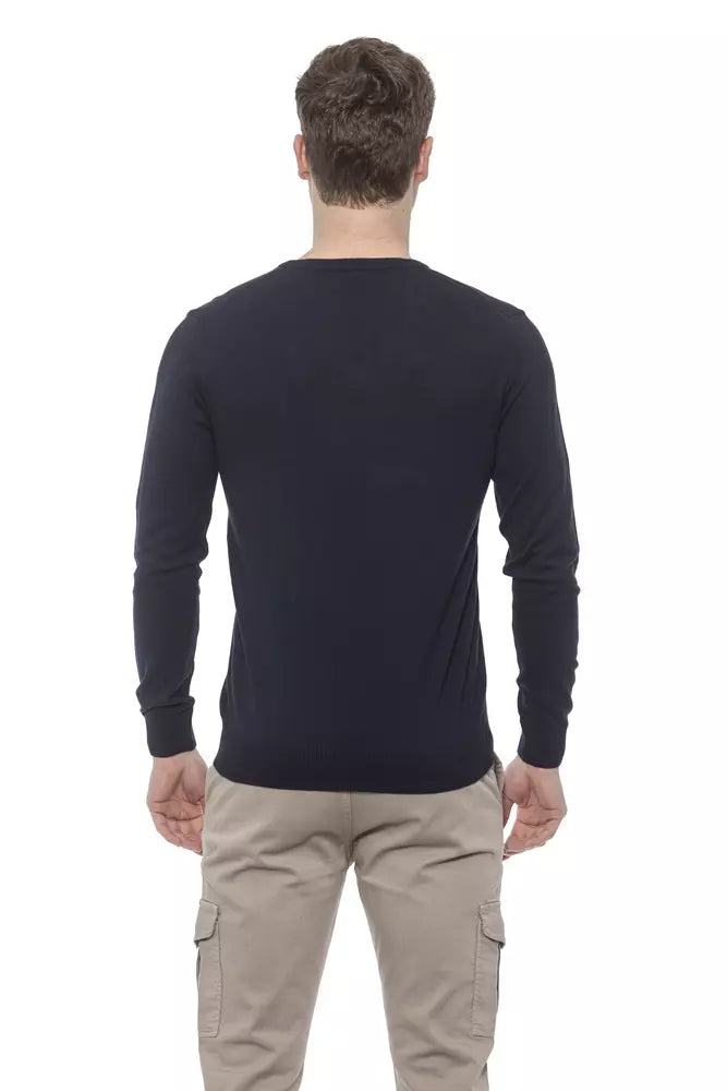 Blue Cotton Men Sweater